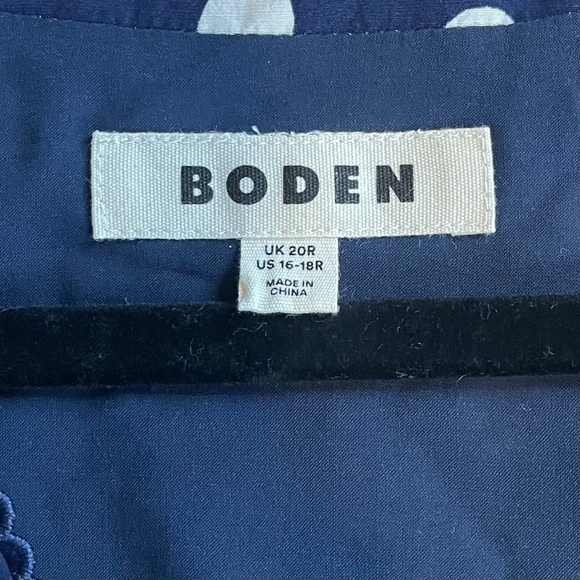 BODEN Rosie Godet Tea Dress 16-18 Navy Polka Dot Fit and Flare Pockets Lined - Picture 7 of 15